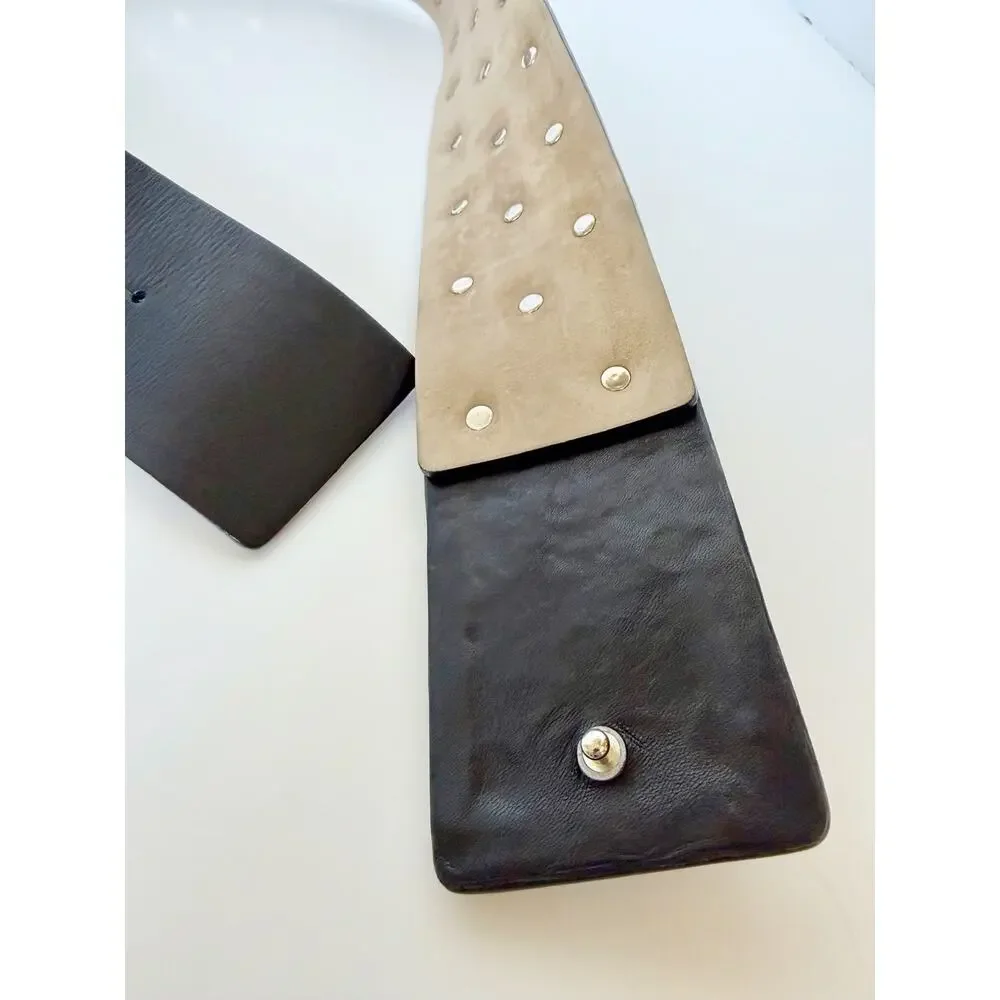 Streets Ahead Studded Leather Roger Belt Black Silver Small